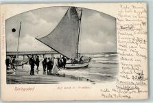 17419 O2251 Seebad Heringsdorf 1907 - Strand Segelboote