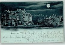77815 W7580 Plättig , Baden 1898 Lithographie / Mondschein Hotel Plättig