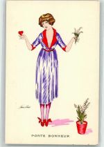 Porte Bonheur Frau Maiglöckchen und Herz Mode Muguet de Mai Serie 71 Verlag A. Noyer Sager, Xavier