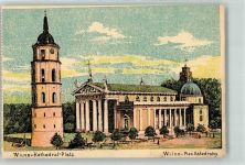Wilna Vilnius Lithographie Katherdral-Platz