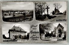 76829 W6740 Arzheim , Pfalz Foto AK Kath. Kirche Schwesternheim Kleine Kalmit Kirche Kreuz