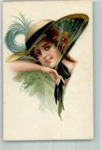 Frau Hutmode H. u. S. B. No. 1557 Glamour Künstlerkarte