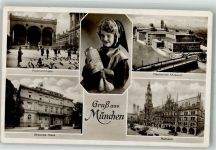 W8000 München Feldherrnhalle Braunes Haus Deutsches Museum Rathaus Münchner Kindl Stadt mit Hakenkreuz 1934 Foto AK