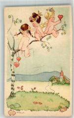 Amor Engel Herz Peyk, H. 1940 Künstlerkarte