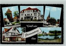 29451 W3138 Dannenberg (Elbe) - Waldemarturm Café Restaurant Deutsches Haus Fachwerkhaus Hotel Ratskeller Kirche Stadtbad Mehrfachaufnahme