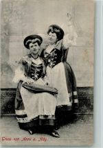 Volksmusik - Zitherspielerin Anni und Ady ca 1918 AK Zither