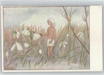 Nr. 207 Ernst Kreidolf - Maiglöckchen Gruß Kunstwart Postkarte Künstlerkarte