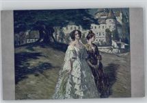 Ernst Liebermann "Mondscheinspaziergang" Volkskunstverlag Serie 35/319 AK Glamour Frauen und ein Schloß Liebermann, M. Künstlerkarte