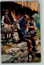 Auf der Alm - Kinder mit einer Ziege Ziehharmonika