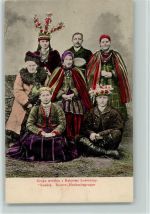 Polen - Bauern Hochzeitsgruppe in Lowicz Trachten Osteuropa 1916