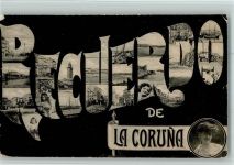 La Coruna Fotomontage AK Fotokunst - Mikroskop Photos in den Buchstaben AK