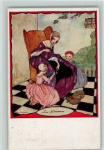 sign Rie Cramer Wolle aufwickeln - Mutter und Kinder 1928 AK Künstler Künstlerkarte
