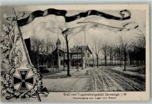 33098 W4790 Sennelager 1915 - Truppenübungsplatz Haupteingang Lager und Wache Eisernes Kreuz Flagge WK I