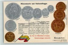 Prägedruck Münzen auf AK Nationalflagge
