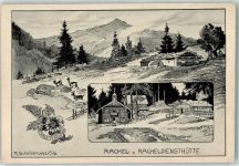 Rachel Künstlerkarte Racheldiensthütte sign R. Scheibenzuber