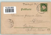 86150 W8900 Göggingen , Bay 1897 Gebrauchsspuren Theater Neue Anstalt Bauernhof Lithographie