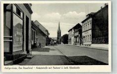 42579 W5628 Heiligenhaus b Velbert - Hauptstraße mit Postamt u. Kath Pfarrkirche Oldtimer