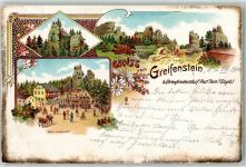 09427 O9373 Ehrenfriedersdorf 1900 Lithographie Hotel Greifenstein