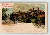 04838 O7280 Eilenburg 1902 Lithographie / Künstlerkarte Krieger Denkmal sign. Erwin Spindler