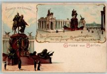 W1000 Berlin Mitte 100jährige Geburtstagsfeier Kaiser Wilhelm II.Denkmal Privatganzsache 1897 Lithographie