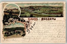 01683 O8255 Nossen 1900 Gebrauchsspuren Schloss Seminar Lithographie