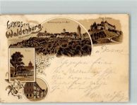 08396 O9611 Waldenburg , Sachs 1897 Lithographie Waldenburg Fürstl. Schloß Dorflinde