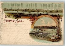 86911 W8918 Dießen a. Ammersee 1900 Lithographie Raddampfer Giesela