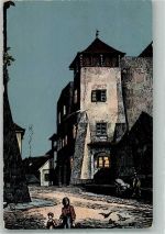 3500 Krems an der Donau Lithographie / Künstlerkarte Hober Markt Burg