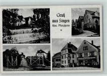 75196 W7537 Singen , Kr Pforzheim 1943 - Wasserfall, Gärtnerei Bräuninger, Kaufhaus Krauss AK