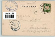 82131 W8035 Gauting 1898 Gebrauchsspuren Gruss aus - Litho, Forsthaus Kasten