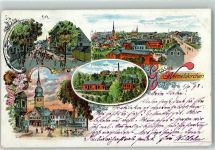 42929 W5632 Wermelskirchen 1898 Lithographie Eich Marktplatz Eingang Wasserwerk