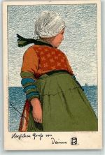 Original Autograph sign. Kallmorgen Litho Von der Wasserkant Nr. 6 Karlsruher Künstlerbund 1900 Autograph