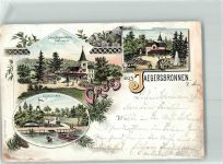 21465 W2057 Reinbek 1898 Lithographie / Künstlerkarte Gasthaus Jaegersbronnen Blick von der Bille
