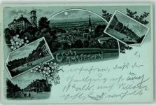 3300 Amstetten 1898 Lithographie / Mondschein Schloss Wallse Hauptplatz Wiener Straße