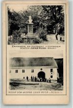 Husinec Hussinetz - Garten hinter Bethanli mit dem Denkmal von Meister Jan Hus
