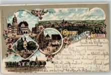 71263 W7252 Weil der Stadt Gebrauchsspuren Stadtkirche Rathaus Kapelle Juden Tor Bahnhofstraße Kepler Denkmal Kirche Gruss Blumen Lithographie