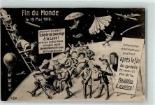 Weltuntergang 19. Mai 1910 Dackel Ballon Fotoapparat Erinnerungskarte an den Untergang der Welt Dessin 4 Komet
