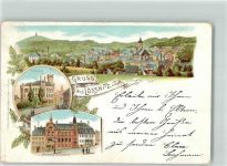 08294 O9407 Lößnitz 1900 Lithographie Marktplatz Postamt Rathaus