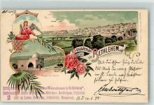 Bethlehem 1898 - Sepulere de Rachel Engel mit Olivenzweig Spende Stempel