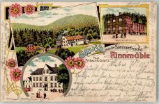 04680 O7241 Erlbach b Rochlitz 1908 Gebrauchsspuren Gasthaus Rinnmühle Gesellschaftshaus Lithgraphie