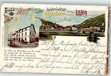 56130 W5409 Dausenau 1905 Lithographie Altes historisches Wirtshaus an der Lahn Vers