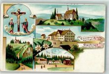87452 W8966 Altusried 1914 Lithographie Wallfahrtsort Gschnait Kreuz
