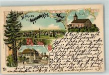 74523 W7173 Mainhardt 1897 Lithographie Ev. Kirche Schlösschen Kath. Kirche