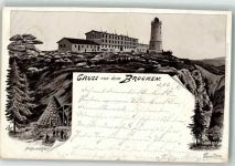 38875 O3701 Elend 1895 Lithographie Vorläufer Brockenhaus Brockenturm Köhlerköthe