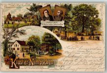04668 O7240 Nimbschen 1898 Lithographie Klosterruine Kloster Lutherlinde Gasthaus Dr. Martin Luther Catharina v. Bora