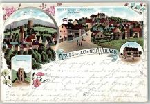 61276 W6395 Altweilnau 1896 Lithographie Hotel zur Schönen Aussicht Landstein