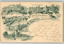 48455 W4444 Bad Bentheim 1900 Lithographie Verläufer Druck 1890 - 95 Schloss Bentheim Hotel Bellevue Pavillon Kurhaus Bahnhof
