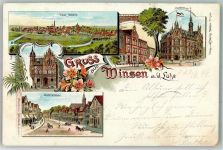 21423 W2090 Winsen Luhe 1899 Lithographie Apotheke Post Rathaus Marktstraße