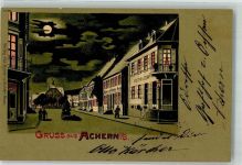 77855 W7590 Achern , Baden 1902 Lithographie / Mondschein Geschäft Peter & Comp. Acher- u. Bühler Bote