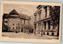 Kattowitz Katowice 1917 Foto AK Feldpost WK I Der kommandierende General der Luftstreikräfte Wilhelmsplatz Kleinbahndirektions-Gebäude